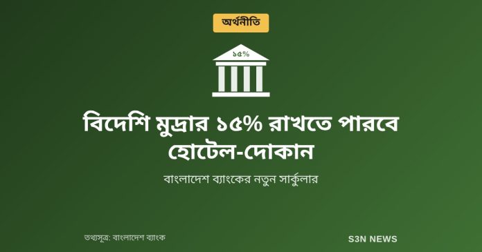 বিদেশি মুদ্রার ১৫% রাখতে পারবে হোটেল-দোকান
